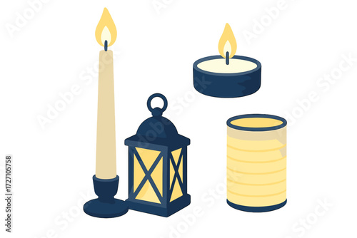 Decorative candles and lanterns create a cozy atmosphere for a relaxing evening indoors