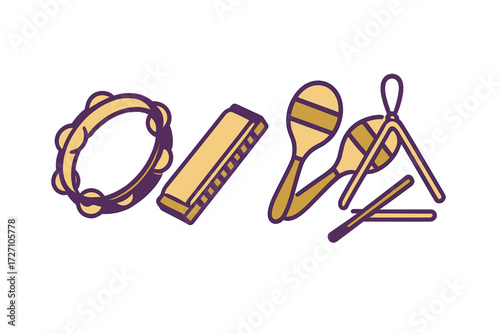 Musical instruments arranged in a vibrant display showcasing rhythm and melody for a joyful experience