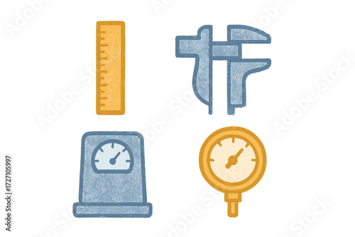 Various measuring tools displayed together on a light background for educational purposes in a classroom setting