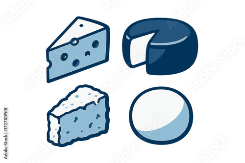 Different types of cheese displayed on a simple background for culinary inspiration and enjoyment