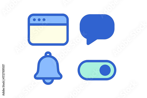 Colorful icons representing different digital functions on a modern user interface design