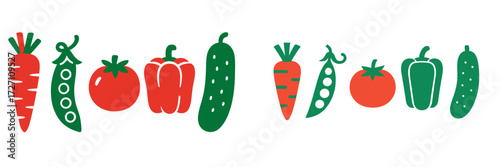 Colorful vegetables showcasing diversity in shapes and colors arranged neatly on a white background