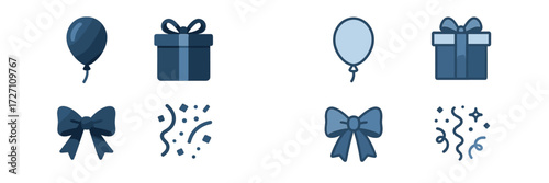 Colorful party decorations featuring balloons, gifts, and bows for a festive celebration