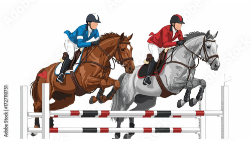 illustration of equestrian athletes competing