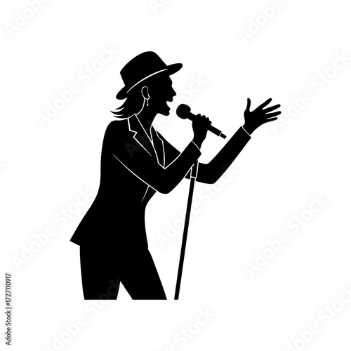 silhouette singer with a microphone