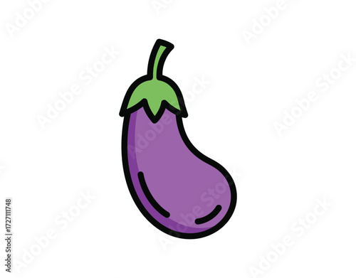 Brinjal vector filled outline icon design illustration. Food and drink symbol on a white background.