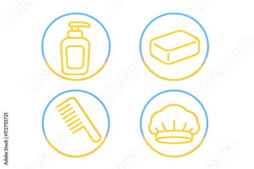 Daily essentials for personal care and cooking items displayed in simple designs