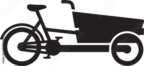 Cargo Bikes Silhouette Icon – Black Transport Bike with Front Carrier
