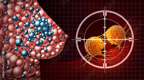 Breast Cancer or Carcinoma of the breast Treatment and mammary Oncology Medical Science fighting Cancer and malignant tumors with surgical removal or radiation treatment to eliminate cancerous cells a