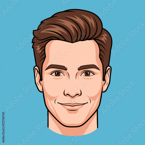 Confident young man with stylish haircut offers friendly smile, perfect for modern branding and lifestyle content