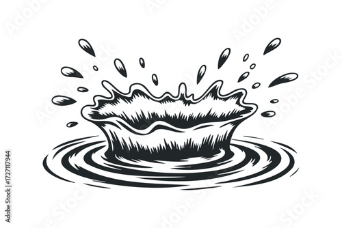 Water Splash Explosion. Vector hand drawn illustration