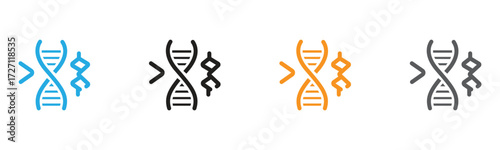 Four DNA strand evolution icons, showing progression and change.
