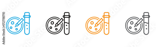 Three variations of a microbiology or scientific lab icon.