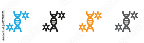 DNA with Virus/Bacteria Icons in Three Color Variations