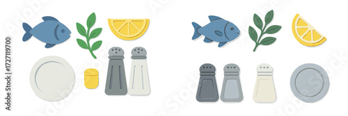 Colorful fish and citrus slice arrangement for a playful kitchen table setting