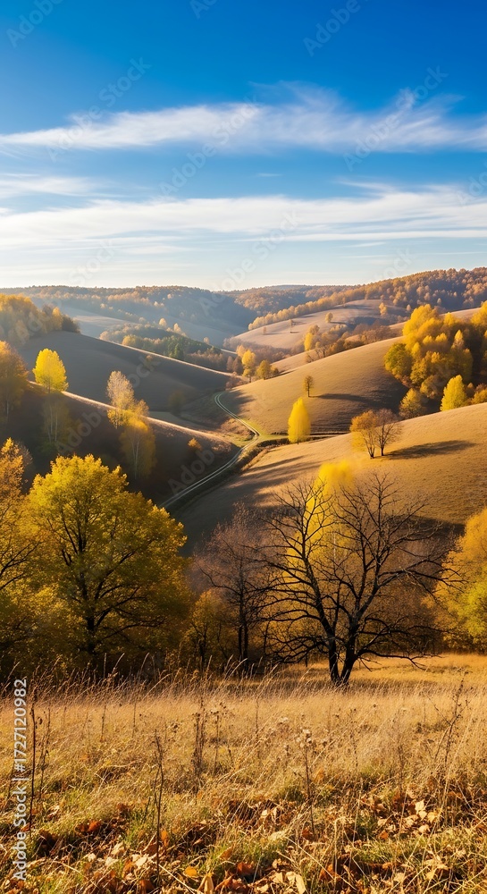 Naklejka premium Autumnal hilly landscape