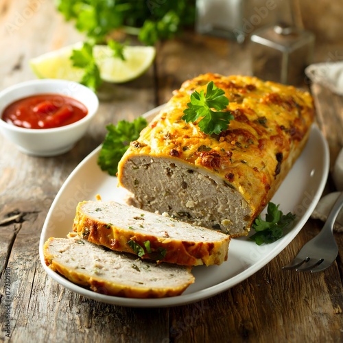 Sliced meatloaf on plate (1)