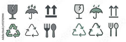 Collection of eco-friendly icons for sustainability and recycling in modern design