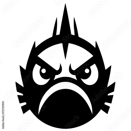 Silhouette of angry fish face