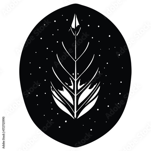 Tropical Plants Illuminated with Green and Blue Fluorescent Light. Rainforest Environment with Diamond shaped Neon Frame.
