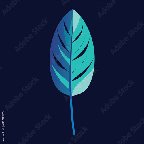 Tropical Plants Illuminated with Green and Blue Fluorescent Light. Rainforest Environment with Diamond shaped Neon Frame.
