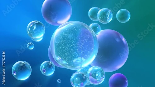 Wallpaper Mural Floating Spheres Galaxy Within with Light Beams, and Blue Green Gradient. Torontodigital.ca