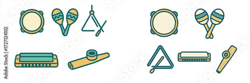 Various musical instruments commonly used in folk music settings