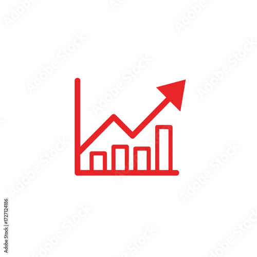 Upward Trend Graph with Growing Bars and Arrow - Vector EPS Icon