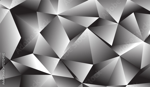 A vibrant composition of overlapping triangles and polygons in varying shades showcasing a captivating interplay of light and shadow.