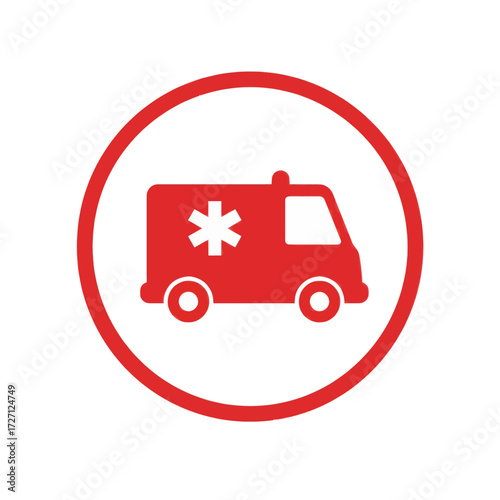 Red Ambulance Icon Vector EPS Graphic - Emergency Medical Vehicle Symbol