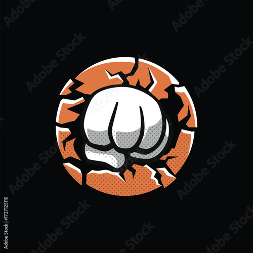 broken wall fist abstract logo modern style