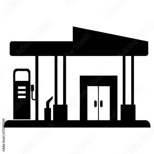 gas-station---silhouette-on-white-background.