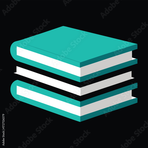 a stack of three teal books with white pages on a  (2).eps