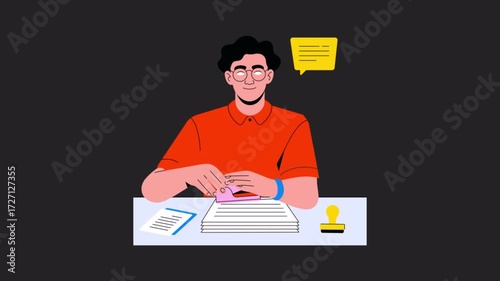 Stapling Papers Animation Alpha Channel 