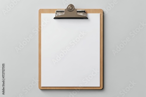 Blank clipboard on light gray background