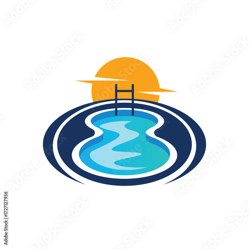 swimming pool abstract logo modern style 