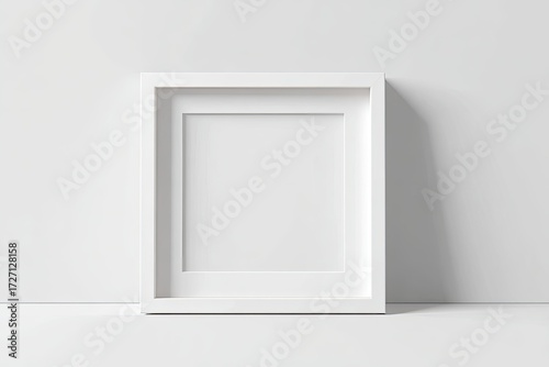 Simple white picture frame on a plain white surface
