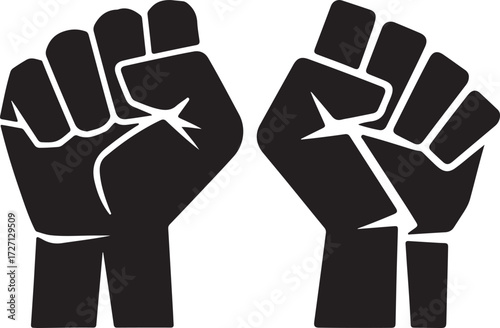 Black fist raised in solidarity and power for juneteenth