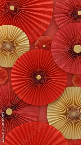 Colorful Decorative Paper Fans Create a Festive Display in Vibrant Shades of ...