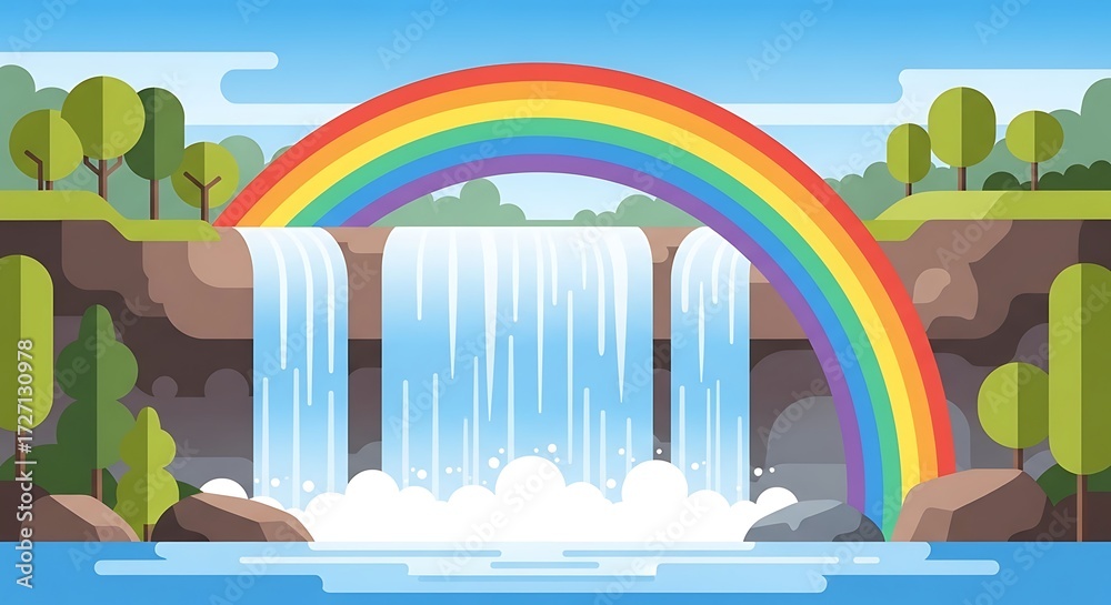 Fototapeta premium Waterfall with Rainbow. (2)