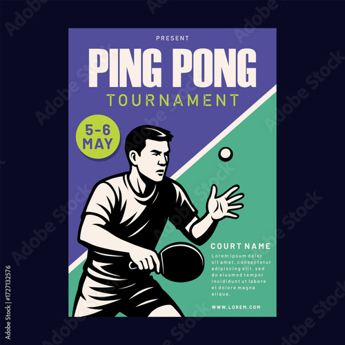 Ping pong table tennis flyer poster design template