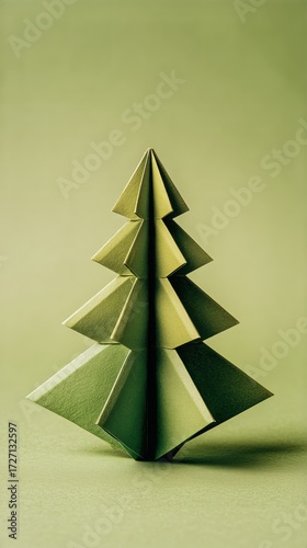 Simple Green Origami Christmas Tree Decoration for Festive Season