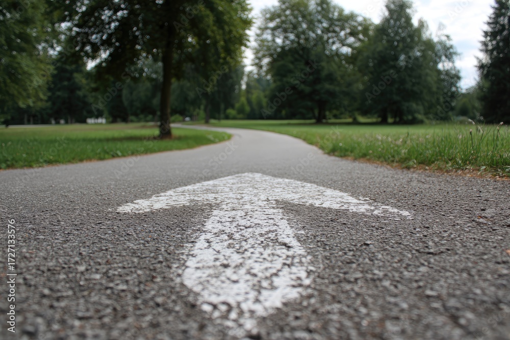 Fototapeta premium A paved path in a park, leading forward
