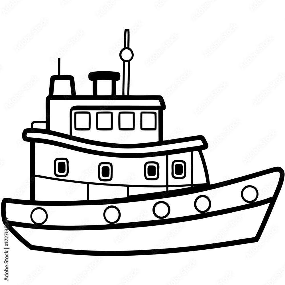 Fototapeta premium Tugboat Line Vector