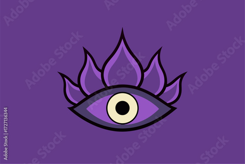 Vector illustration of an eye icon with a beautiful design showing the iris, eyelashes, and vision symbol