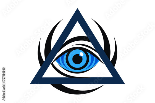 A vector illustration of a black eye icon symbol with an iris and eyelash for vision design