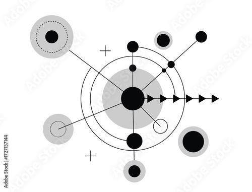 Abstract Blueprint Geometry Design Element Hi Tech Black and White. Graphic design elements and resources vector art