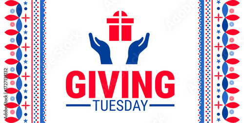Giving Tuesday background, banner, card or poster design template is observed every year during November, to raise awareness about the mission. Vector illustration.