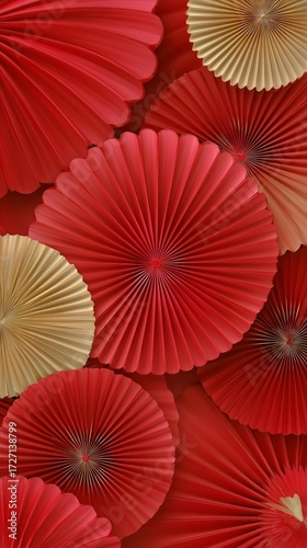 Colorful Decorative Paper Fans Create a Festive Display in Vibrant Shades of ...