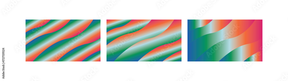 Fototapeta premium Tropical Aurora Gradient Wave Backgrounds in Green Blue Orange Red for Exotic Mobile and Digital Use